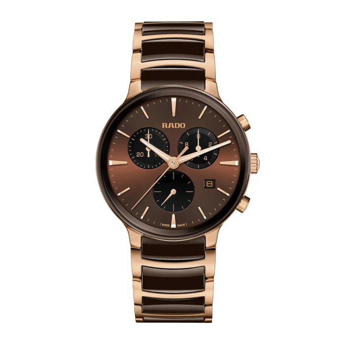 Rado Elegance Quartz 41mm Men’s Watch with Brown Material Dial, Stainless Steel Case, 50m Water Resistant / R30212302