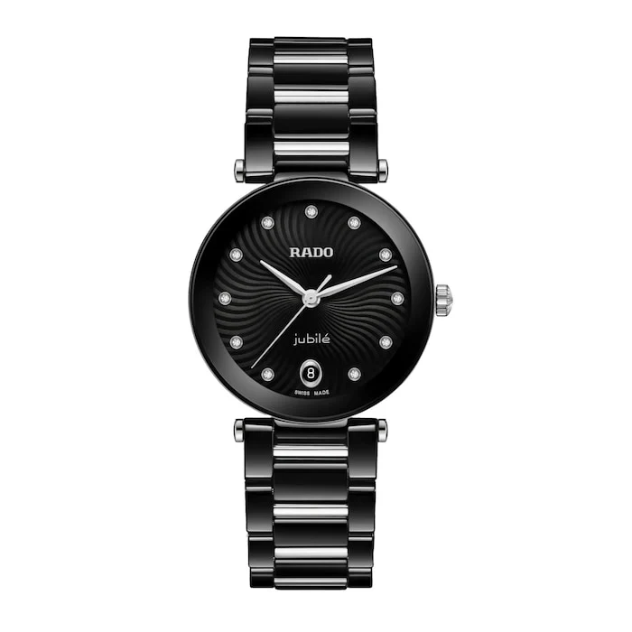 Rado LaCoupole Diamonds 31mm Ladies Watch Black Luxury Watch Swiss Made High Precision Movement R22243703