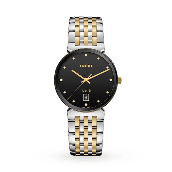 Rado Quartz 38mm Men’s Watch with Black Material Dial, Stainless Steel Case & Bracelet, 50m Water Resistant / R48912743