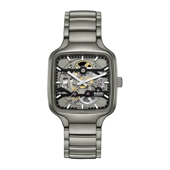 Rado True Square Automatic Skeleton 38mm Unisex Watch Luxury Watch Swiss Made Automatic Movement Sapphire Crystal Stainless Steel Case Water Resistant R27196152