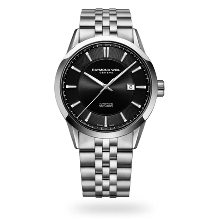 Raymond Weil Automatic 42mm Men’s Watch with Black Material Dial, Stainless Steel Case & Bracelet, 100m Water Resistant / 2731-ST-20001