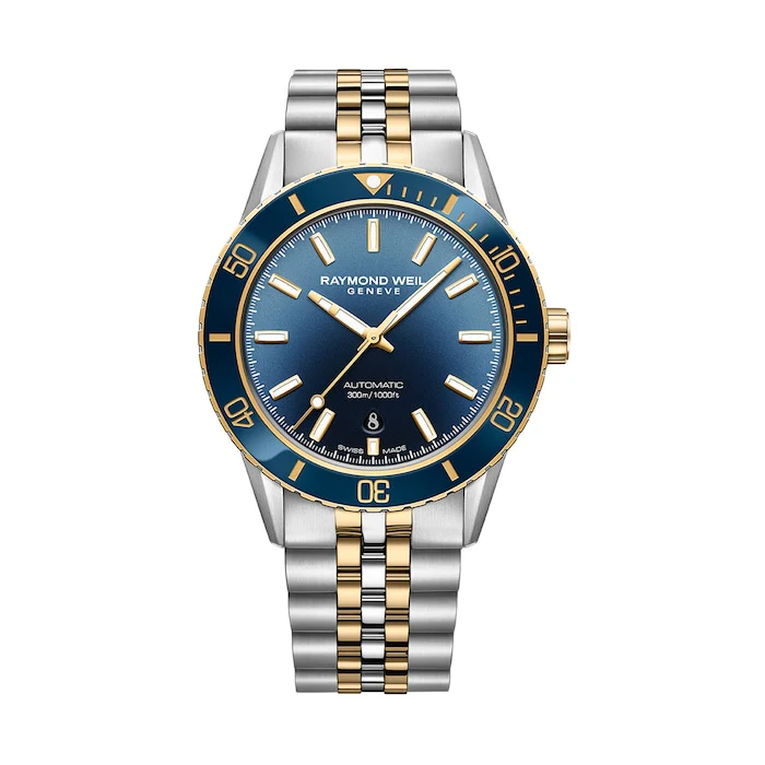 Raymond Weil Automatic Men’s Watch with Blue Material Dial, Stainless Steel Case & Bracelet, 300m Water Resistant / 2775-SP3-50051