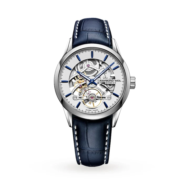 Raymond Weil Automatic Men’s Watch with White Material Dial, Stainless Steel Case, 100m Water Resistant / 2785-STC-65001