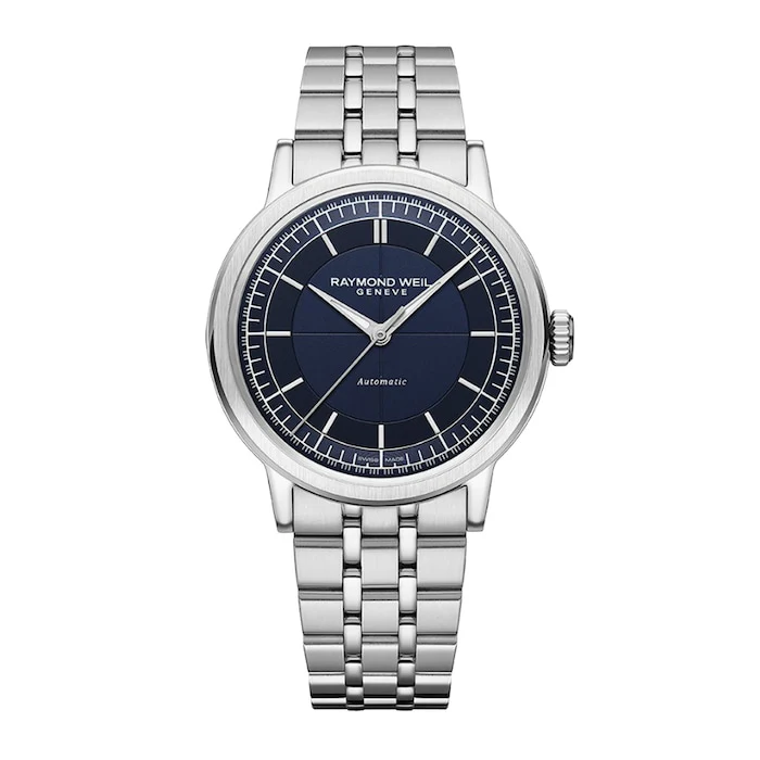 Raymond Weil Heritage Automatic Men’s Watch with Blue Material Dial, Stainless Steel Case & Bracelet, 50m Water Resistant / 2925-ST-50001