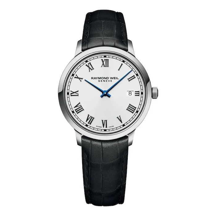 Raymond Weil Heritage Quartz 39mm Men’s Watch with White Material Dial, Stainless Steel Case, 50m Water Resistant / 5485-STC-00359