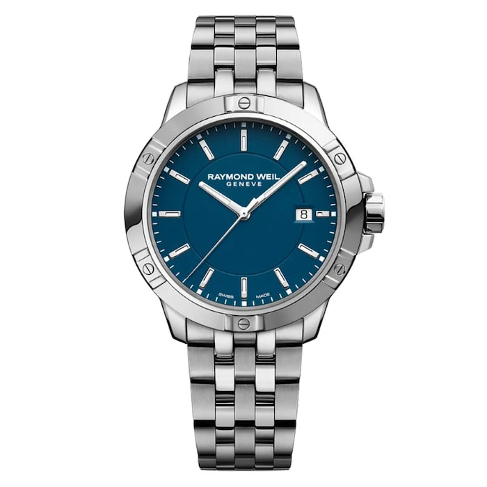 Raymond Weil Quartz 41mm Men’s Watch with Blue Material Dial, Stainless Steel Case & Bracelet, 300m Water Resistant / 8160-ST-50041