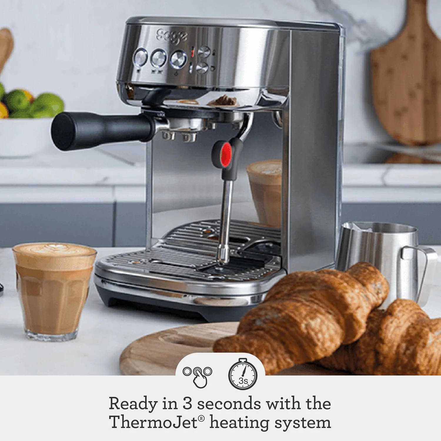 Sage the Bambino Plus Espresso Machine, Coffee Machine with Milk Frother, SES500BTR - Black Truffle - Image 2
