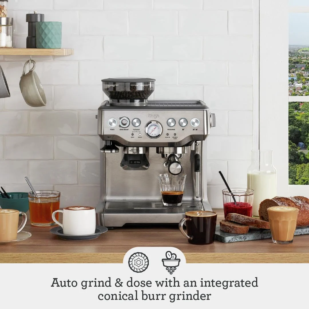 Sage - The Barista Express - Bean to Cup Coffee Machine with Grinder and Manual Milk Frother - 16 Grind Settings, 15 Bar Pump, PID Temp Control - With Temperature Control Jug, Black Truffle - Image 2