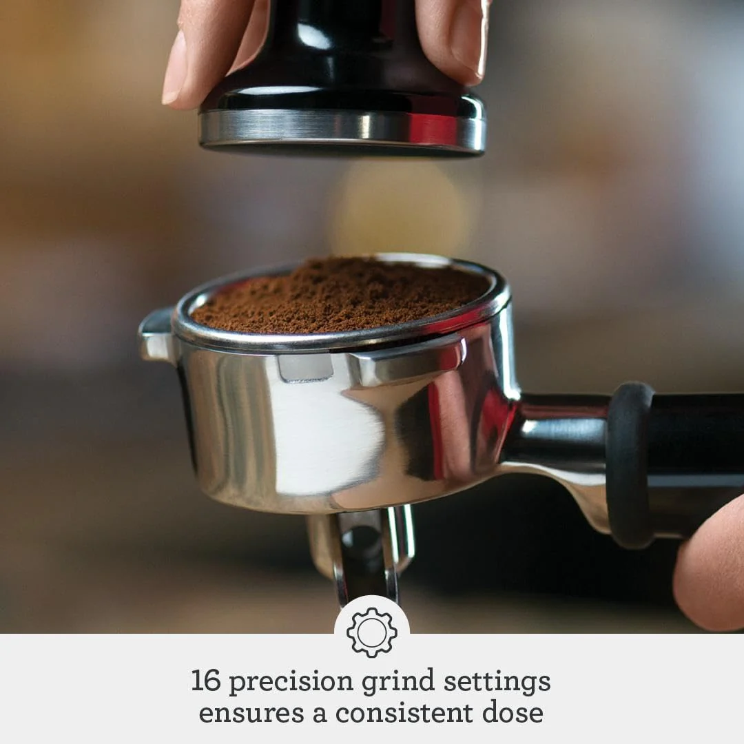 Sage - The Barista Express - Bean to Cup Coffee Machine with Grinder and Manual Milk Frother - 16 Grind Settings, 15 Bar Pump, PID Temp Control - With Temperature Control Jug, Black Truffle - Image 3