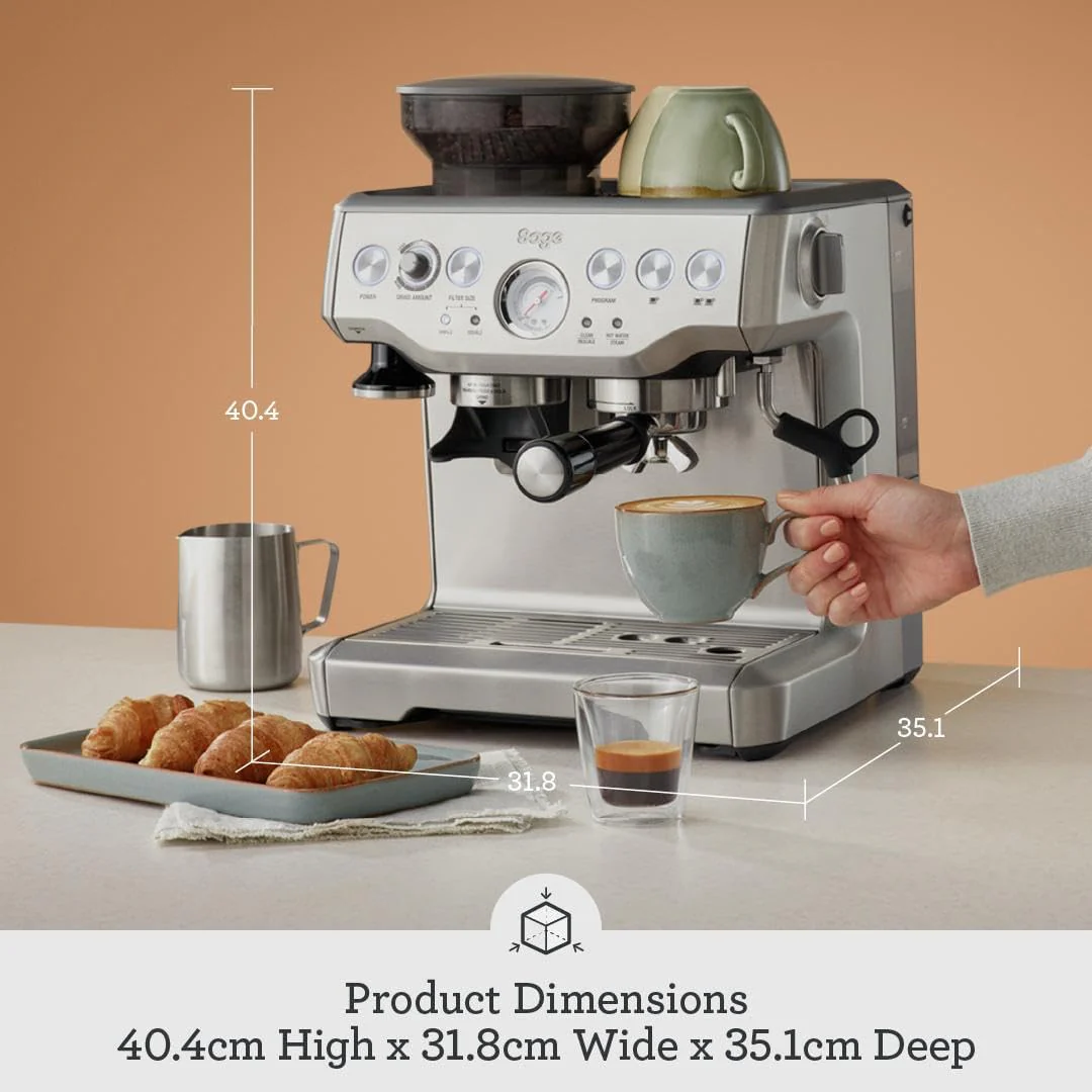 Sage - The Barista Express - Bean to Cup Coffee Machine with Grinder and Manual Milk Frother - 16 Grind Settings, 15 Bar Pump, PID Temp Control - With Temperature Control Jug, Black Truffle - Image 5