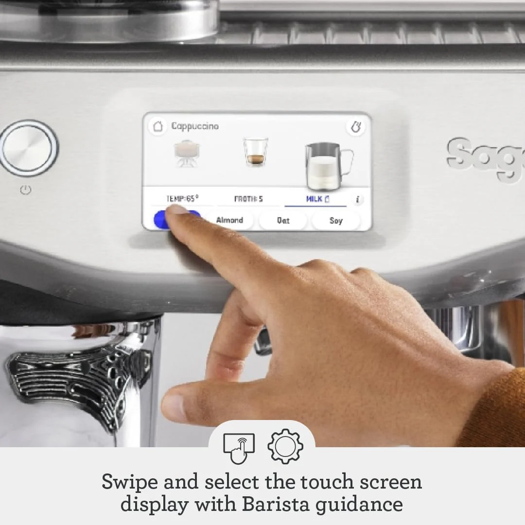 Sage - The Barista Touch Impress - Bean to Cup Coffee Machine with Grinder and Milk Frother, Cappuchino, Latte, Espresso Maker, Easy to Use, 8 Presets, With Milk Jug, 1700 W, Sea Salt - Image 5