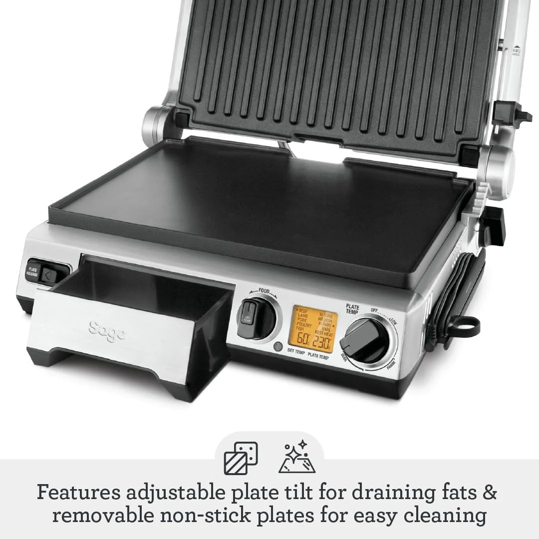 Sage - The BBQ & Press Grill - One-Touch Perfect Panini, Burger & Steak, Brushed Stainless Steel - Image 5