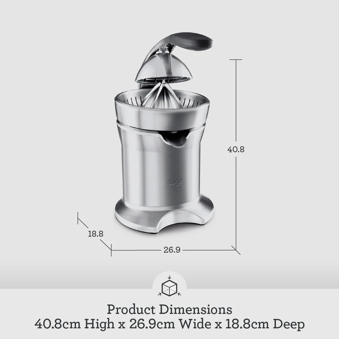 Sage - The Citrus Press Pro - Quiet Automatic Orange & Grapefruit Juicer - Lemon & Lime Squeezer - Acid-Resistant Die-Cast Stainless - Dishwasher Safe - Brushed Aluminium - Image 6