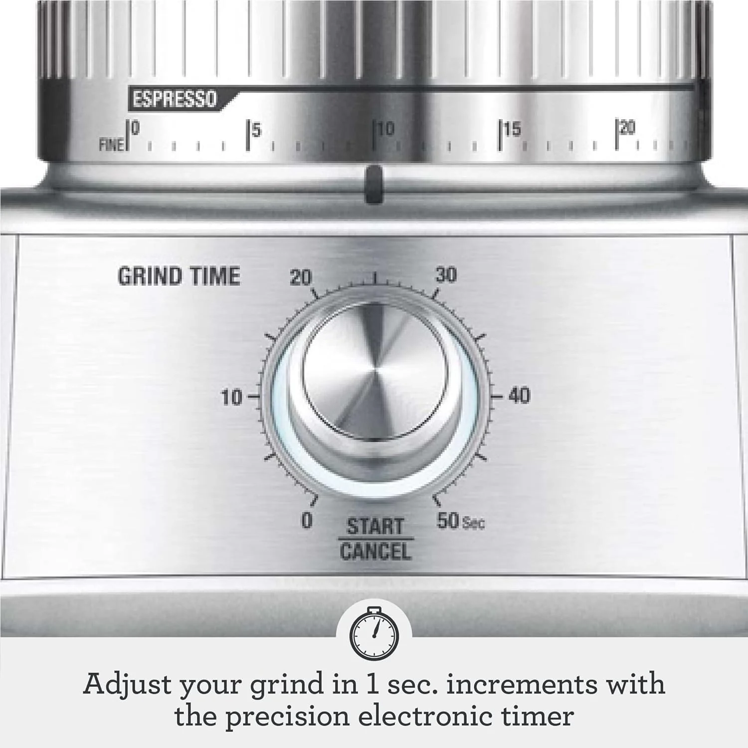 Sage - The Dose Control Pro - Precision Coffee Grinder, 60 Grind Settings - 340g Coffee Bean Capacity, with Timer - Overheat Protection - Silver - Image 2
