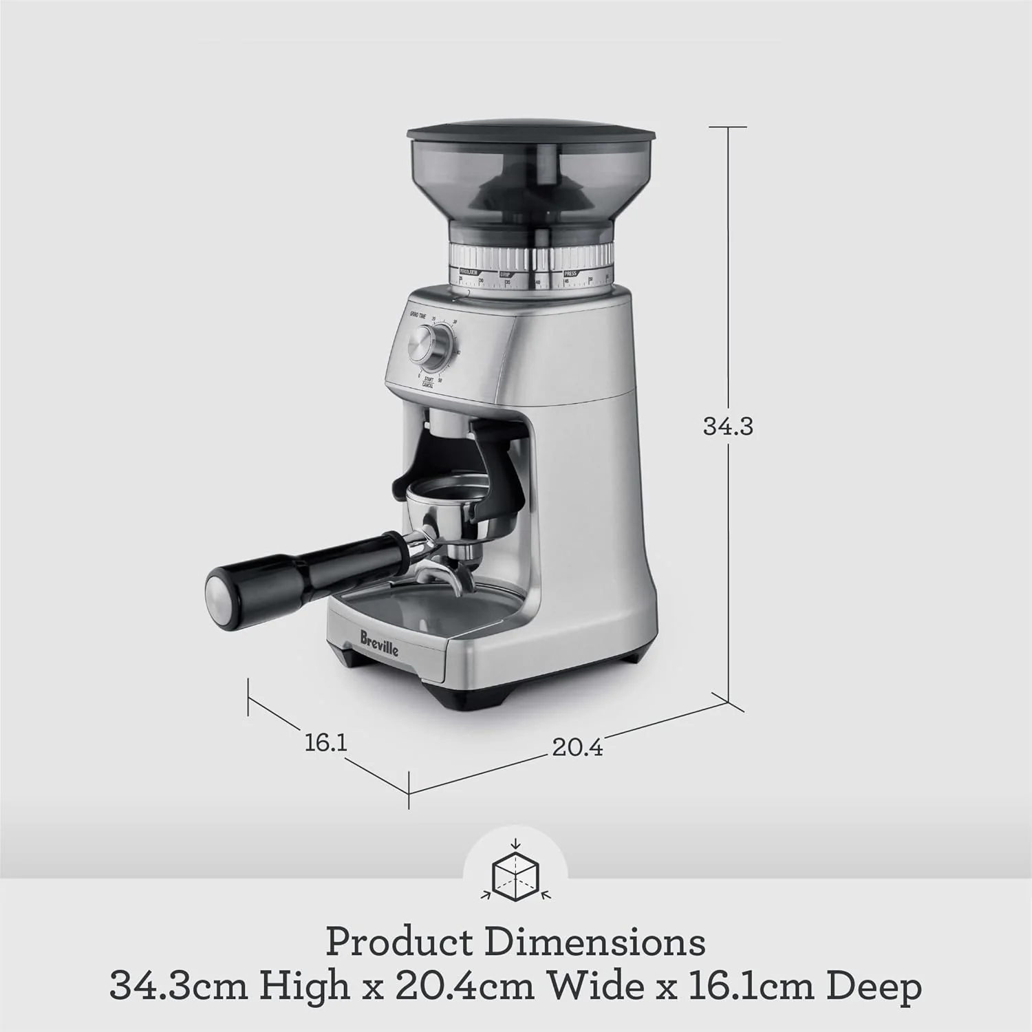 Sage - The Dose Control Pro - Precision Coffee Grinder, 60 Grind Settings - 340g Coffee Bean Capacity, with Timer - Overheat Protection - Silver - Image 3