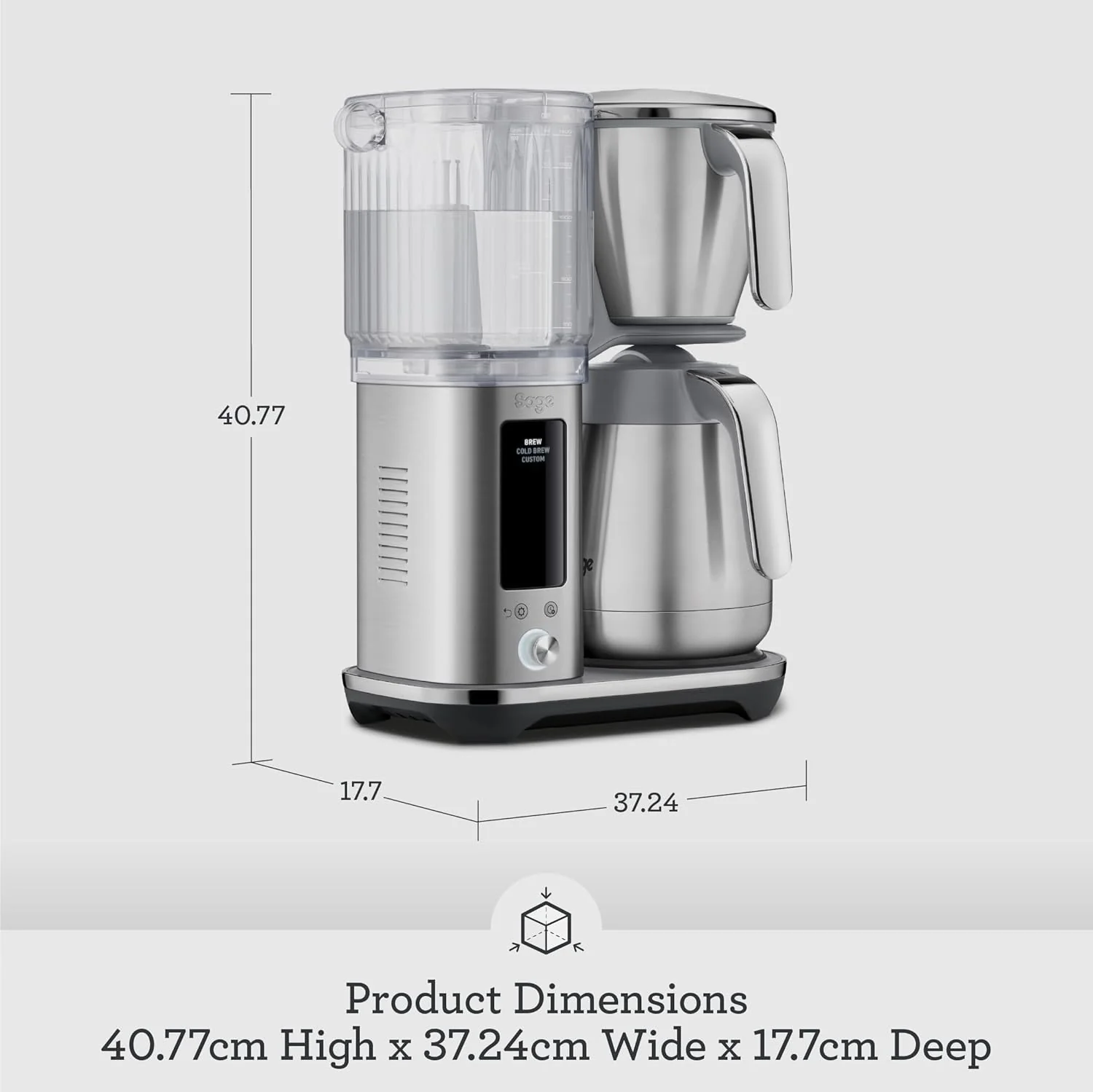 Sage - The Luxe Brewer Thermal One Touch Crafted Coffee - SCA Golden Cup, Programmable, Dual-Wall Thermal Carafe, Cone & Flat Bottom Filters, 1.77L Removable Water Tank - Image 6