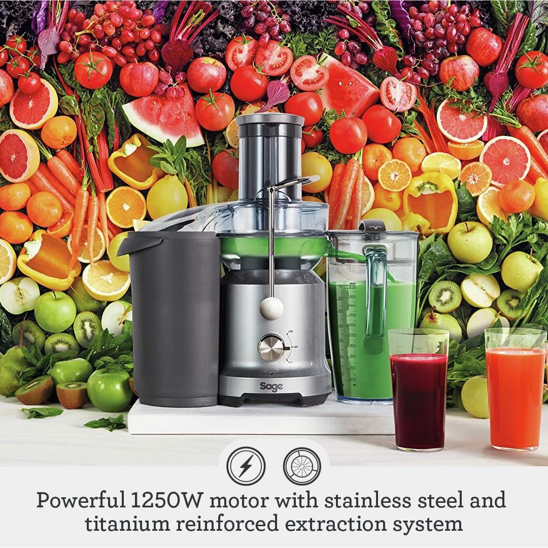 Sage - The Nutri Juicer Cold - Cold Press Extractor for Fruit and Vegetables - High Capacity 2L Jug - 1250W - Silver - Image 2