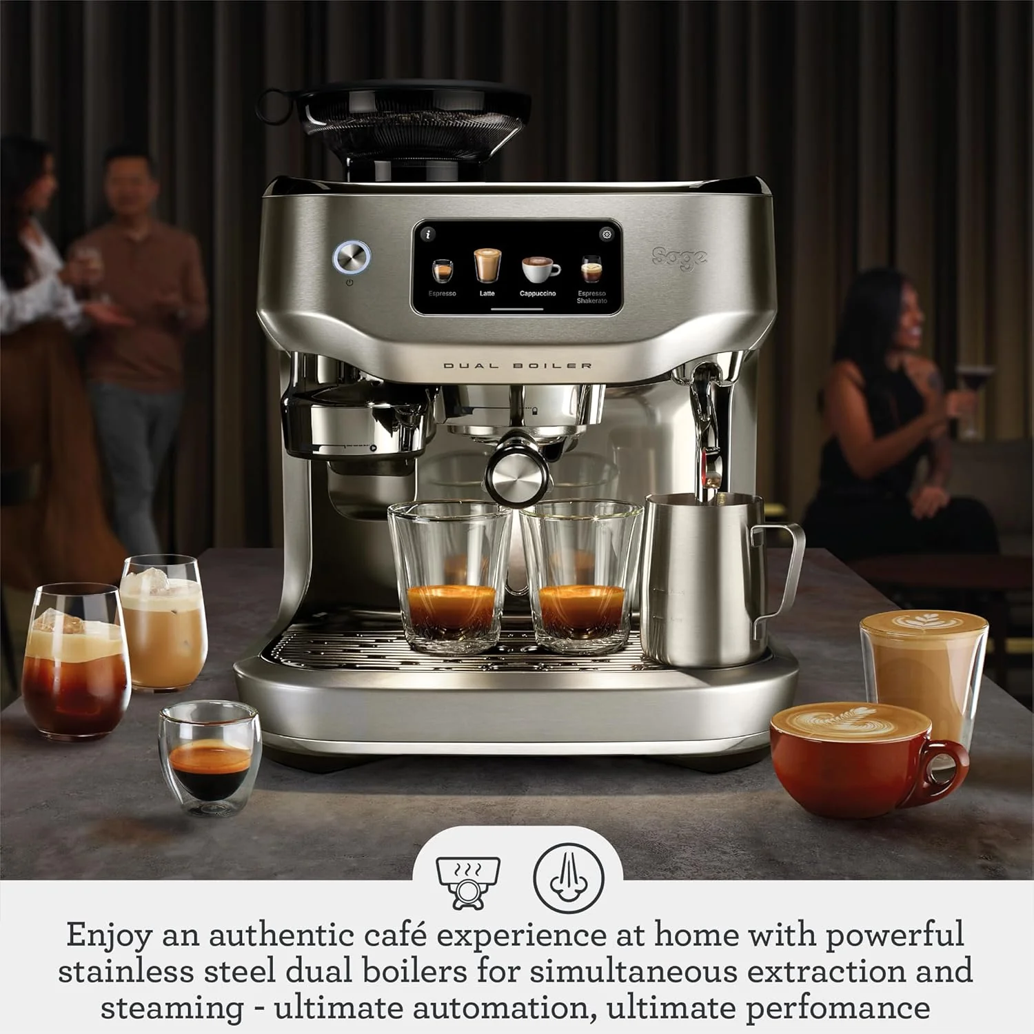 Sage - The Oracle Dual Boiler, Bean to Cup Coffee Machine with Manual and Automatic Milk Frother, 45 Grind Settings - 16 Pre-Set Recipes Incl. Espresso, Cappuccino, Flat White - Stainless Steel - Image 2