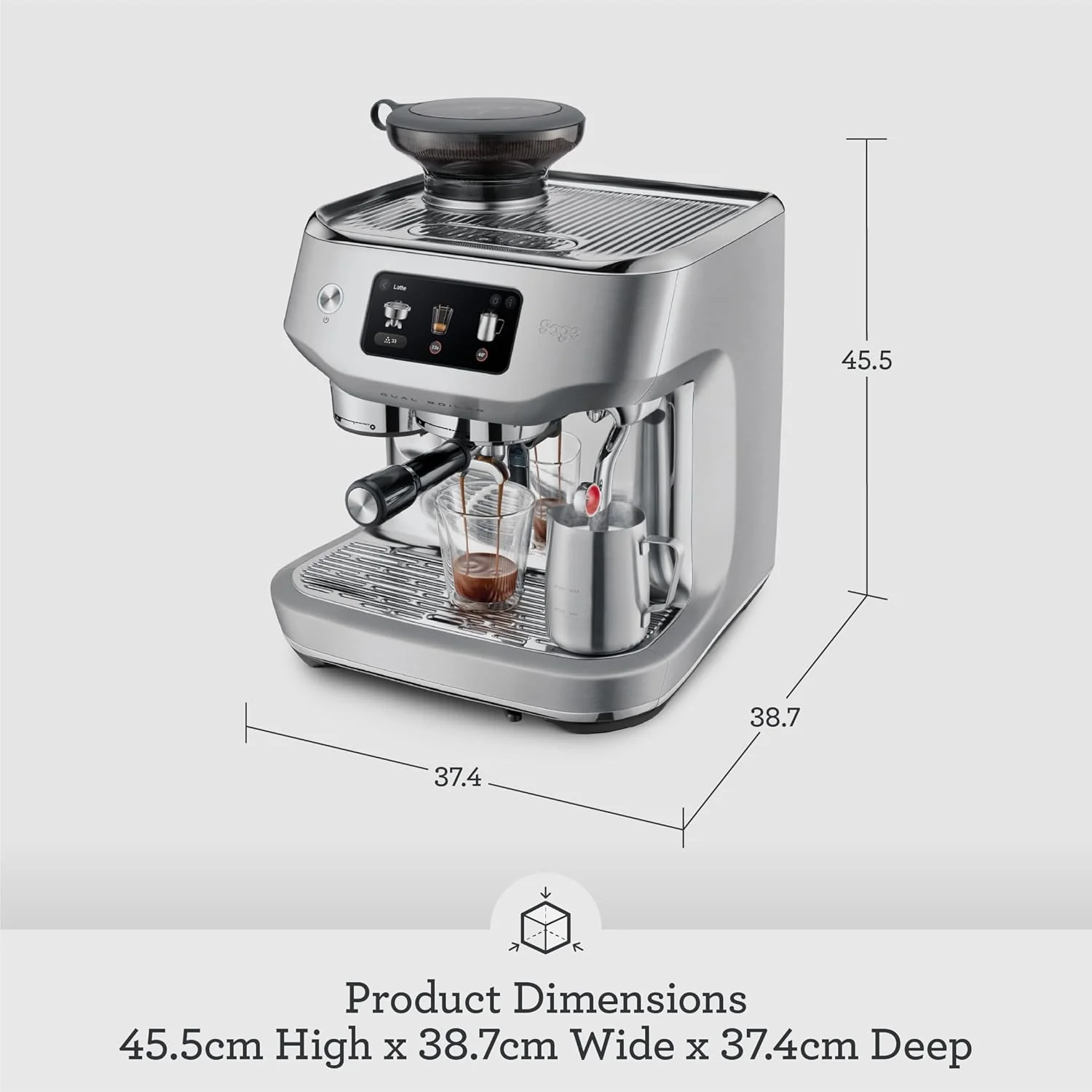 Sage - The Oracle Dual Boiler, Bean to Cup Coffee Machine with Manual and Automatic Milk Frother, 45 Grind Settings - 16 Pre-Set Recipes Incl. Espresso, Cappuccino, Flat White - Stainless Steel - Image 7