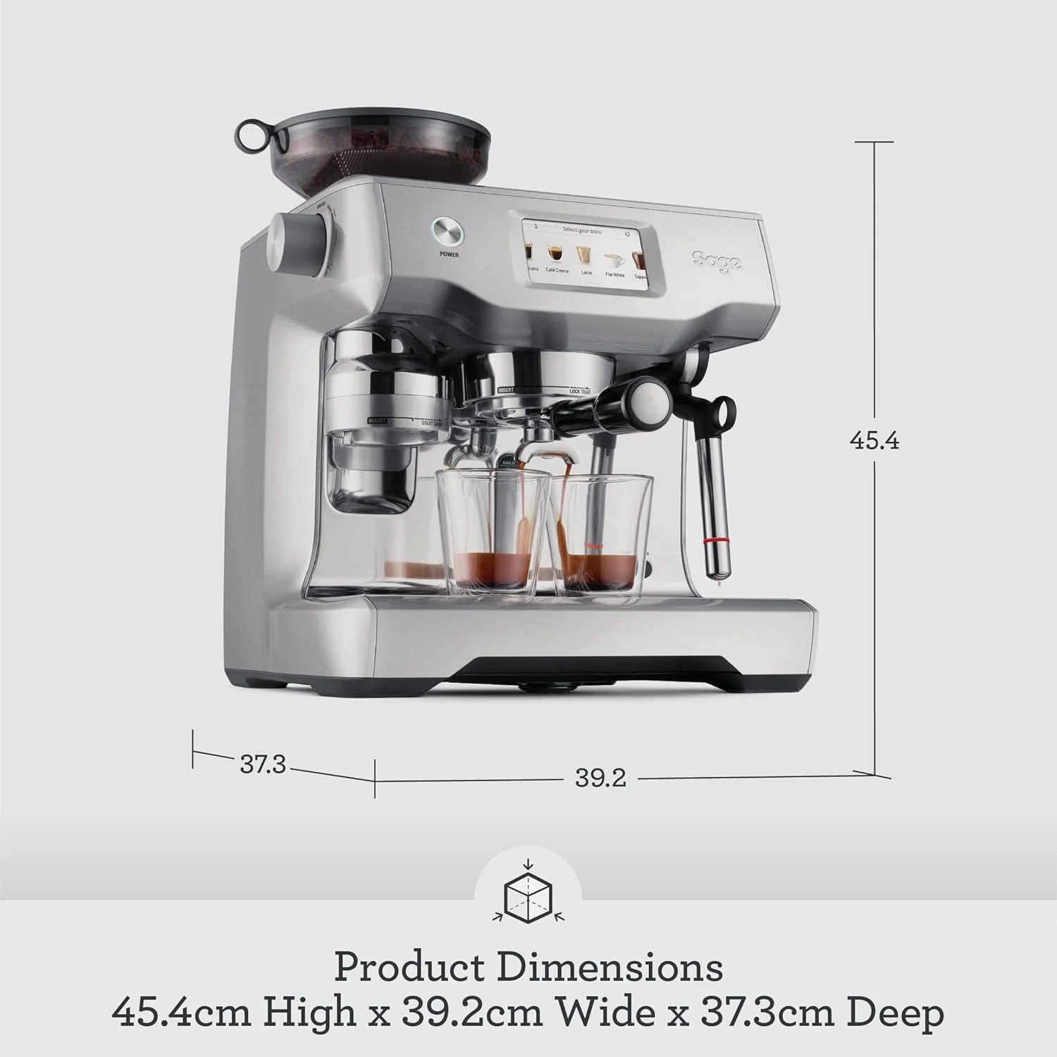 Sage - The Oracle Touch - Bean to Cup Coffee Machine with Grinder & Milk Frother - Fully Automatic Espresso Machine, Touch Screen, 5 Pre-sets - 2.5L Water Tank, 2400 W, Brushed Stainless Steel - Image 6