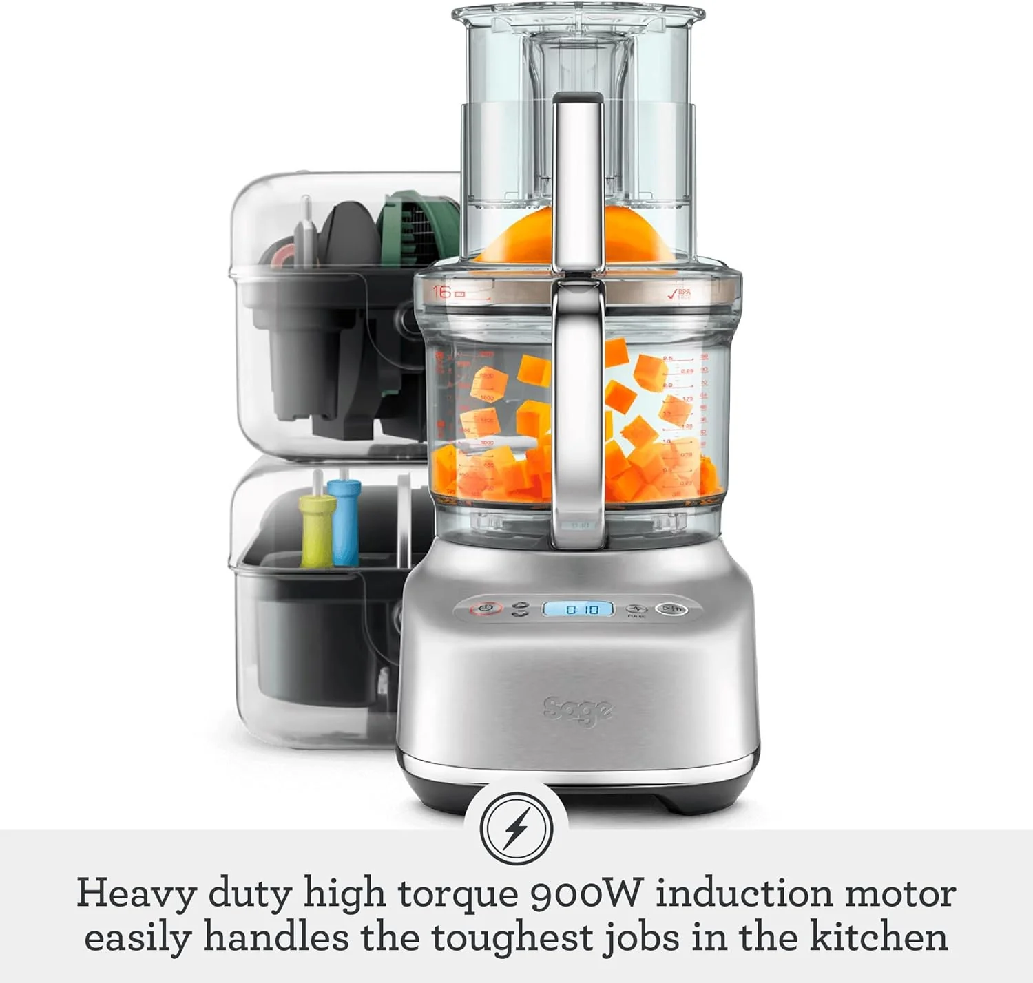 Sage - The Paradice 16 Food Processor - Multifunctional Vegetable Chopper, Dicer, Slicer, Shredder, Blender & Grater - 900W - Stainless Steel - Image 3