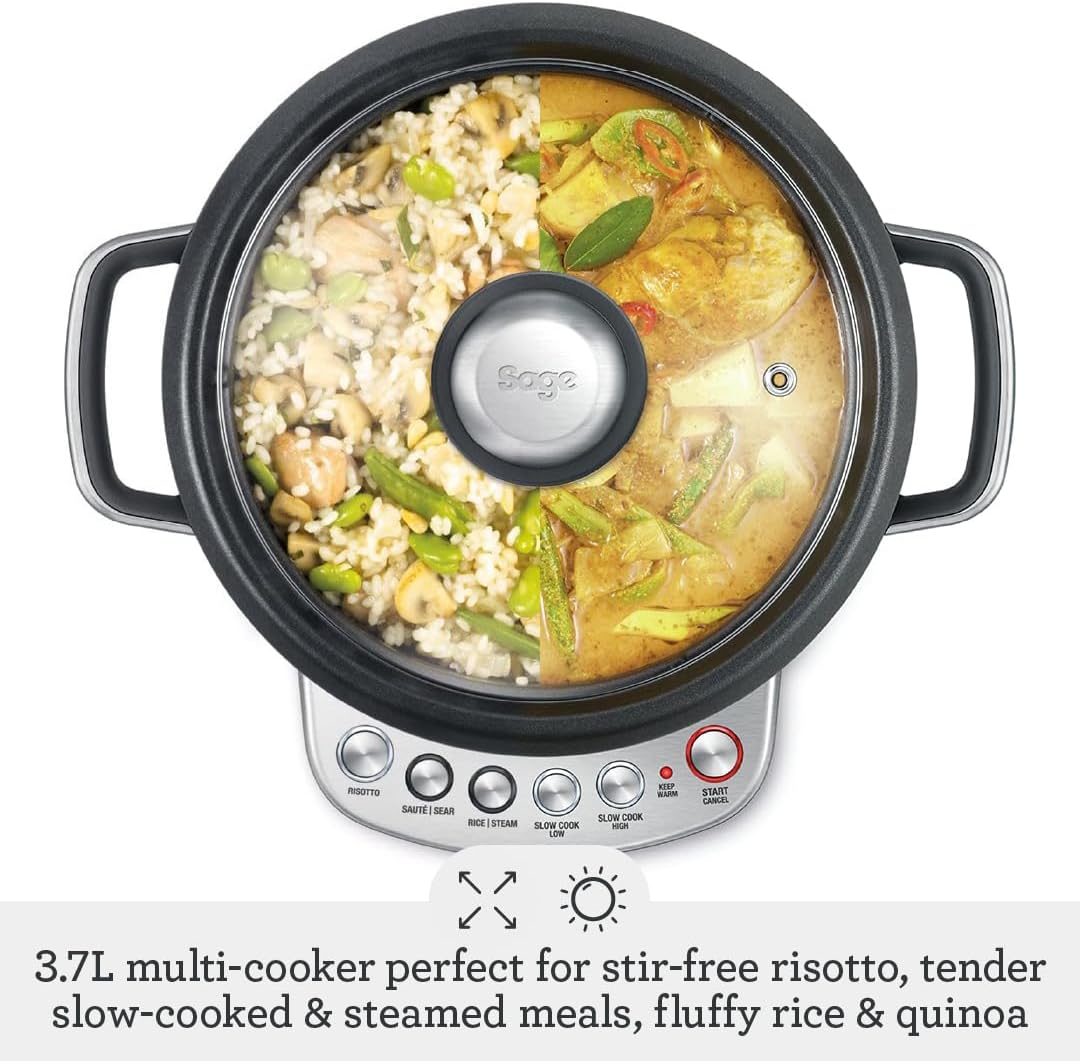 Sage - The Risotto Plus - Multi Cooker with Stir Free Risotto - Sauté, Rice, Steam, Sear, Slow Cook Low/High & Auto Keep Warm Functionality - Brushed Stainless Steel - Image 2