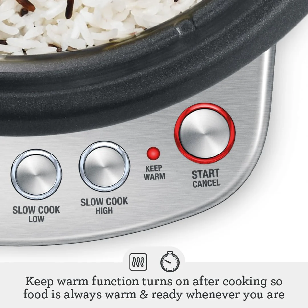 Sage - The Risotto Plus - Multi Cooker with Stir Free Risotto - Sauté, Rice, Steam, Sear, Slow Cook Low/High & Auto Keep Warm Functionality - Brushed Stainless Steel - Image 4