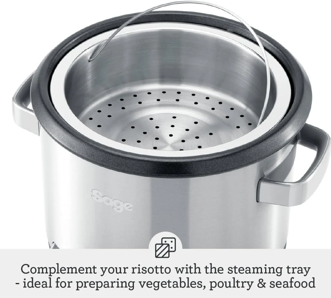 Sage - The Risotto Plus - Multi Cooker with Stir Free Risotto - Sauté, Rice, Steam, Sear, Slow Cook Low/High & Auto Keep Warm Functionality - Brushed Stainless Steel - Image 6