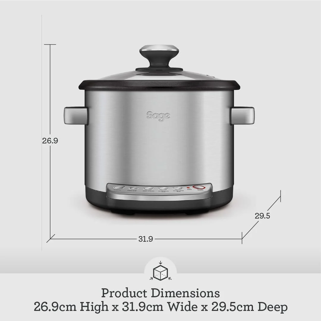 Sage - The Risotto Plus - Multi Cooker with Stir Free Risotto - Sauté, Rice, Steam, Sear, Slow Cook Low/High & Auto Keep Warm Functionality - Brushed Stainless Steel - Image 7