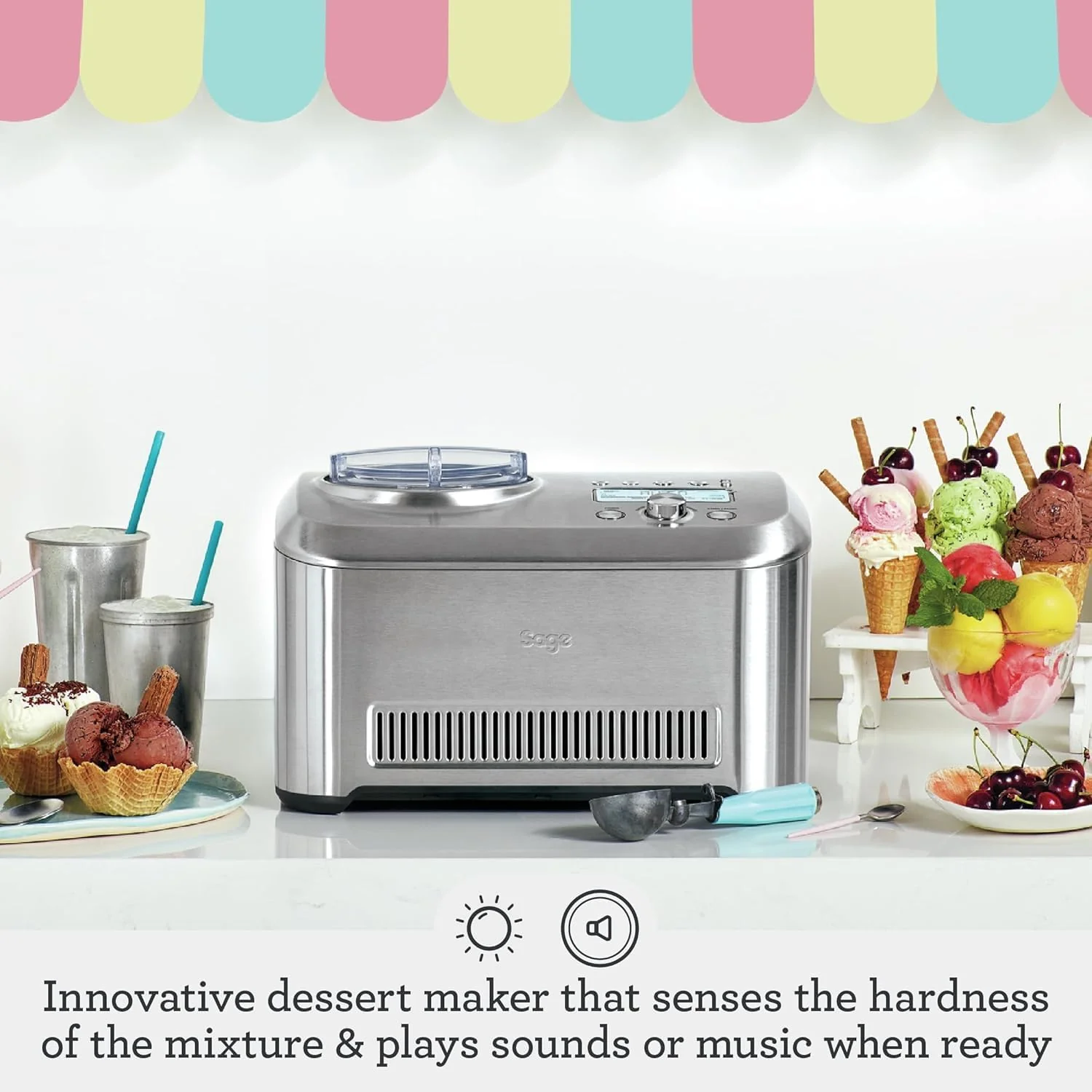 Sage - The Smart Scoop Ice Cream Maker - Self-Cooling Machine - Manual & Automatic Modes - Brushed Stainless Steel - Image 2