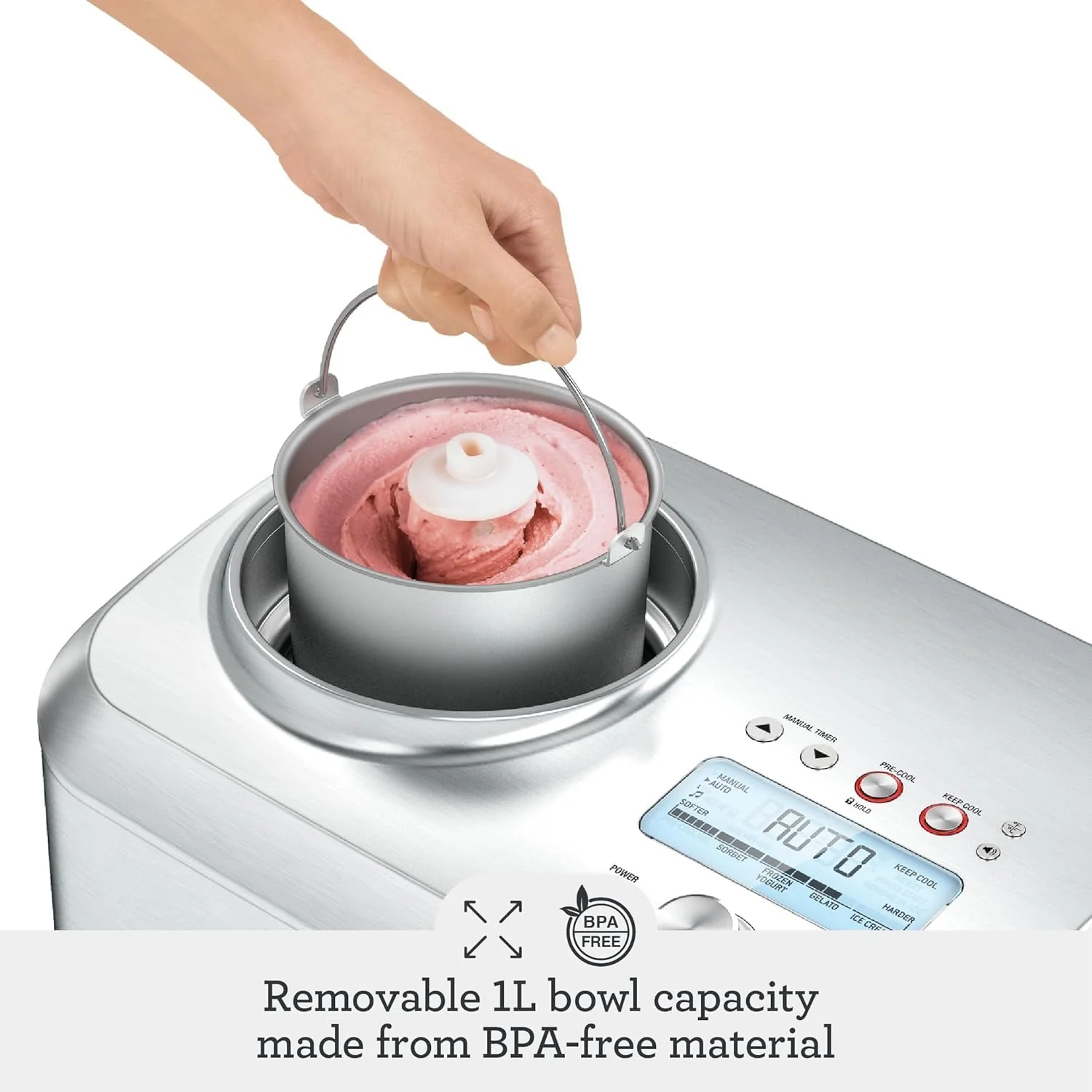 Sage - The Smart Scoop Ice Cream Maker - Self-Cooling Machine - Manual & Automatic Modes - Brushed Stainless Steel - Image 5