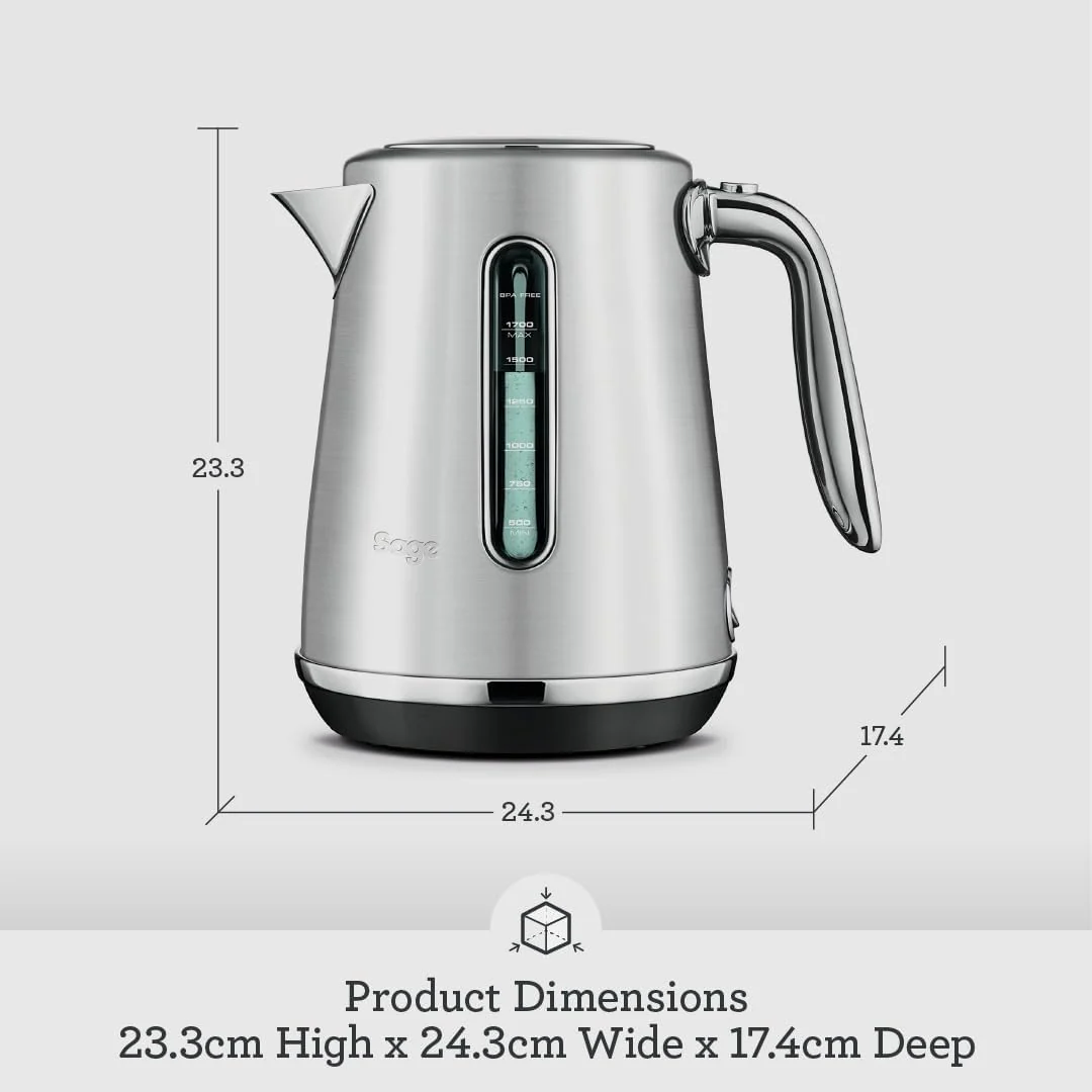 Sage - The Soft Top Luxe Quiet Electric Kettle - Fast Boil, Opens Softly, Elegant Design - 1.7 L Capacity, Cordless, 2400 W - Black Stainless Steel - Image 6