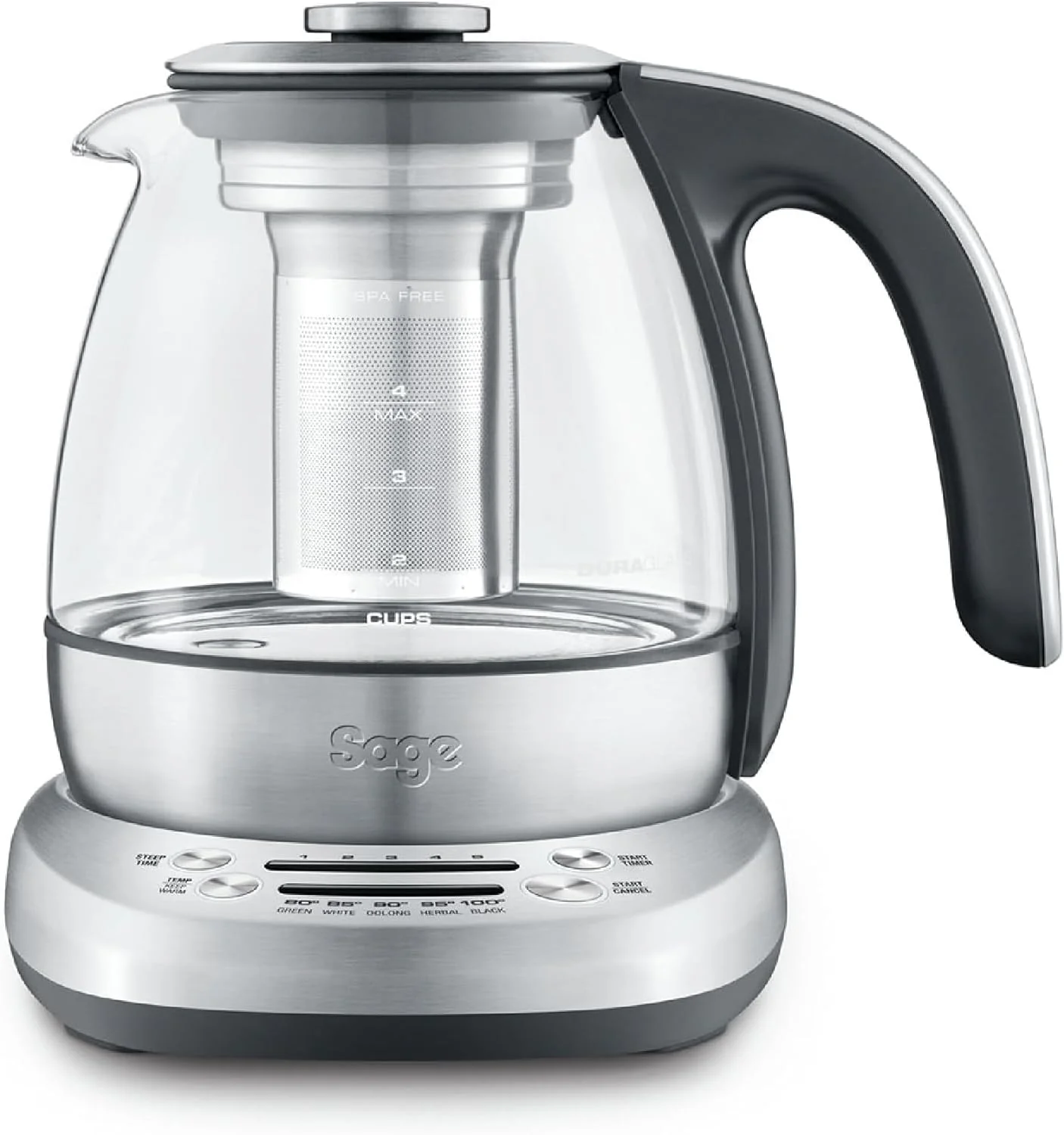 Sage - The Tea Maker Compact - Smart Tea Infuser with 5 Presets for Green, White, Oolong, Herbal & Black - Variable Temperature & Steep Time - 4 Cup / 1L Capacity - Smoked Hickory