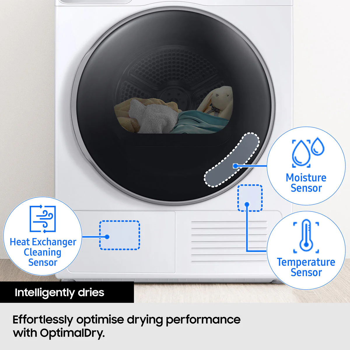 Samsung Series 5 DV90CGC0A0AEEU, 9kg Heat Pump Tumble Dryer, A++ Rated in White - Image 4