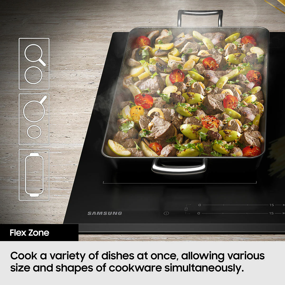 Samsung Series 6 Flex Zone NZ84C6058FK/U1 Smart Induction Hob, in Black - Image 6