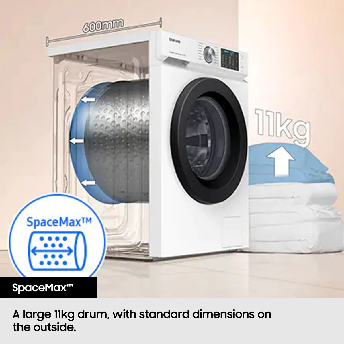 Samsung WD11DG5B15BBEU 11/6kg Washer Dryer, E Rated in Black - Image 6