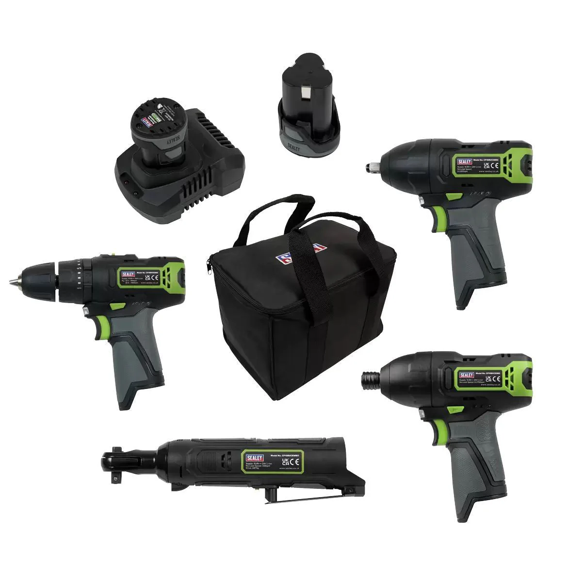 Sealey CP108VCOMBO2 4 x 10.8V Cordless Combo Kit 2 Batteries With Charger