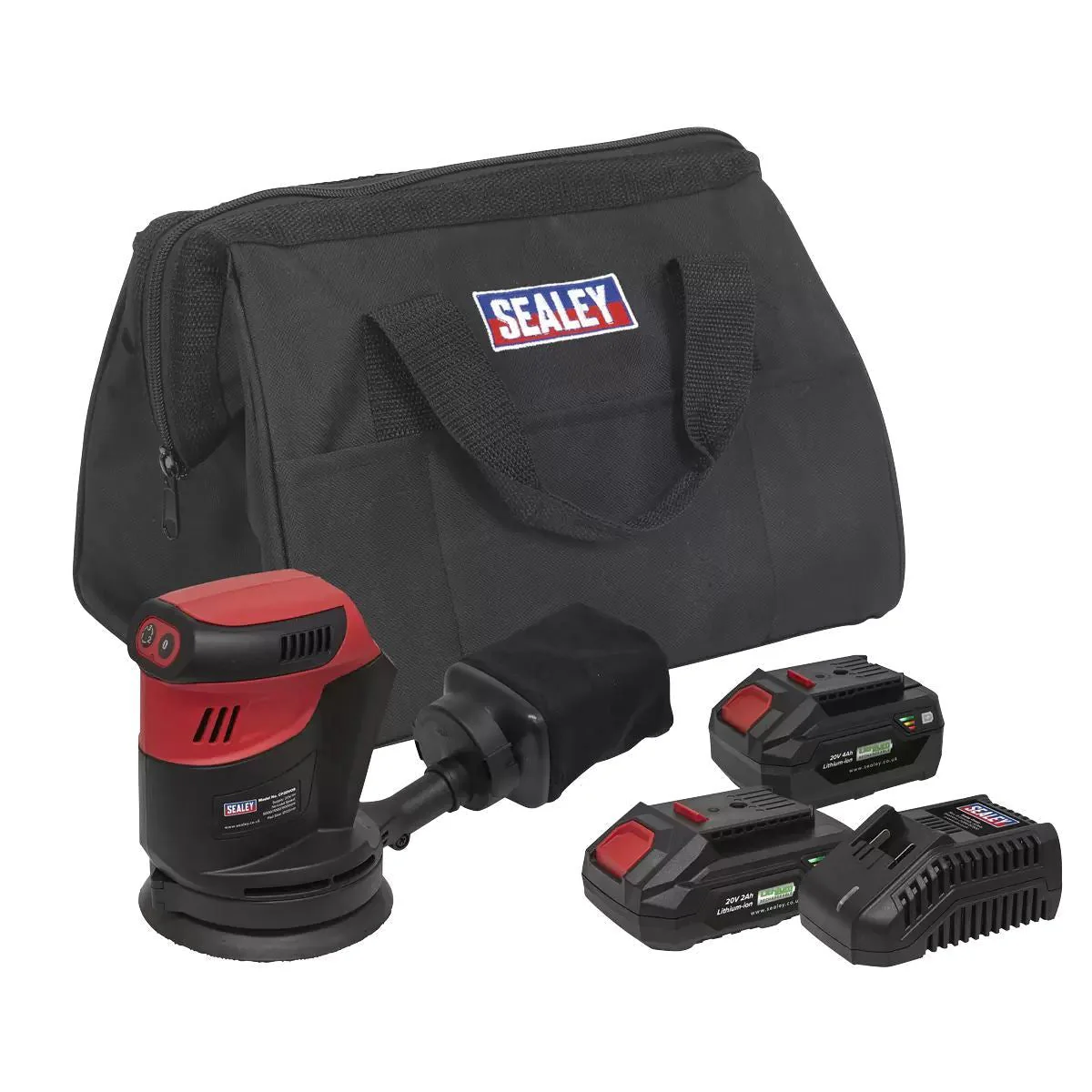 Sealey CP20VOSKIT 20V Orbital Palm 125mm Sander Kit with 2 Batteries & Charger