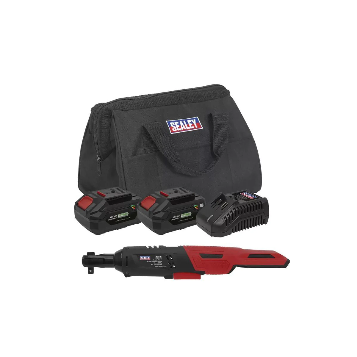 Sealey CP20VRWKIT Cordless Ratchet Wrench 3/8"Sq Drive Kit 20V with 2 Battery