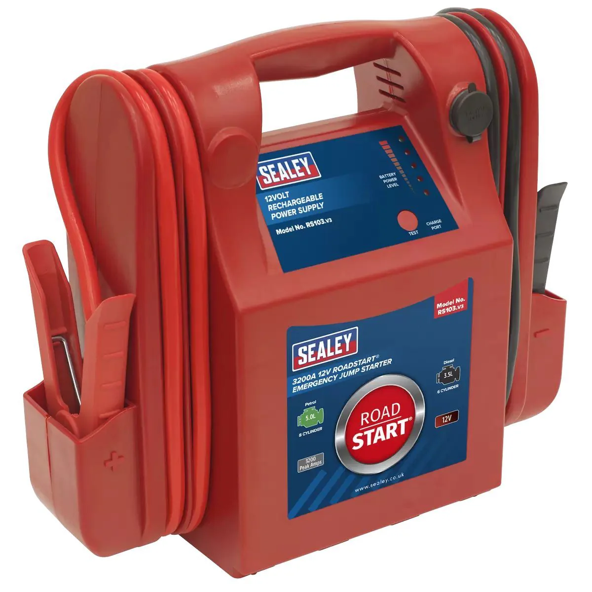 Sealey RS103 12V RoadStart Emergency Power Pack 3200 Peak Amps