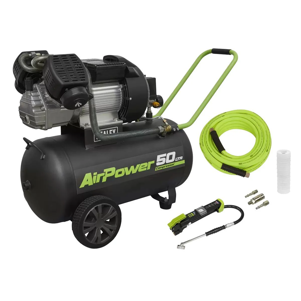Sealey SAC5030VEKIT 50L V-Twin Direct Drive Air Compressor 3hp with Air Accessory Kit
