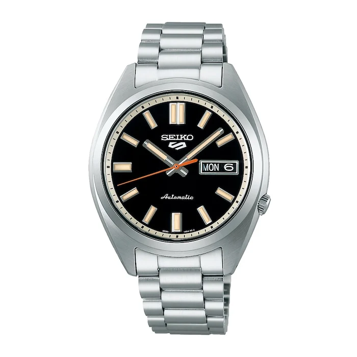 Seiko 5 Sport Automatic Men’s Watch with Black Material Dial, Stainless Steel Case & Bracelet, 100m Water Resistant / SRPK89K1