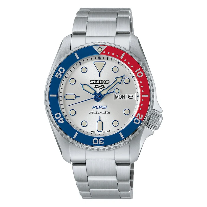 Seiko 5 Sports Automatic 38mm Men’s Watch with Silver Material Dial, Stainless Steel Case & Bracelet, 100m Water Resistant / SRPL99K1