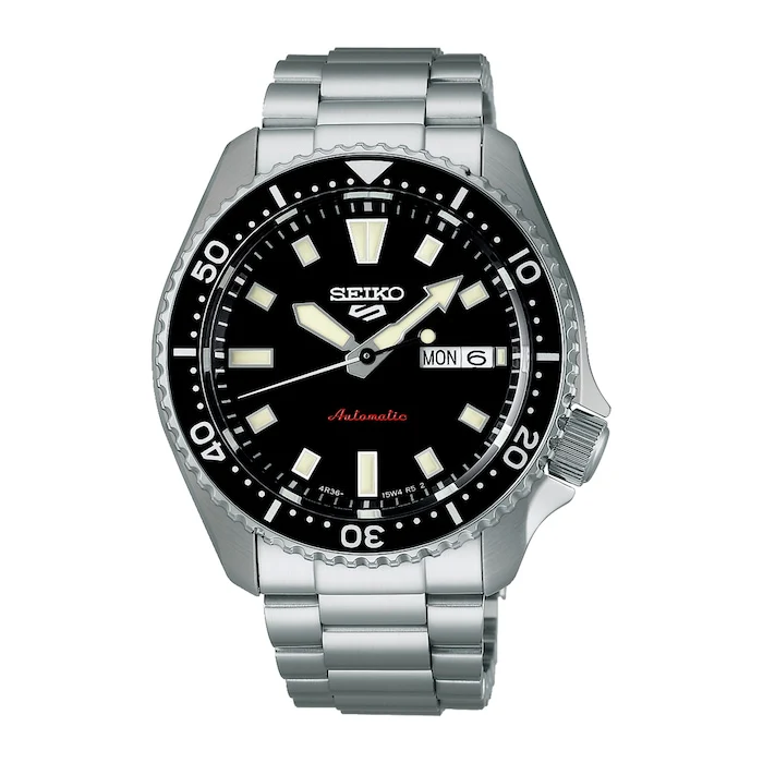 SEIKO 5 SPORTS Automatic Men’s Watch with Black Material Dial, Stainless Steel Case & Bracelet, 100m Water Resistant / SRPL85K1