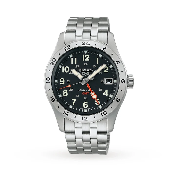 Seiko 5 Sports Automatic Men’s Watch with Black Material Dial, Stainless Steel Case & Bracelet, 100m Water Resistant / SSK023k1