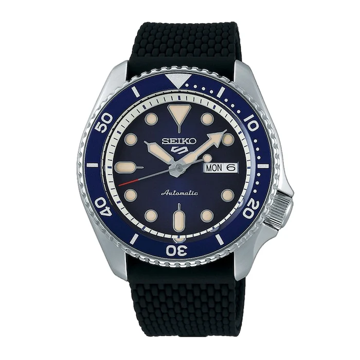 SEIKO 5 SPORTS Automatic Men’s Watch with Blue Material Dial, Stainless Steel Case, 100m Water Resistant / SRPD71K2