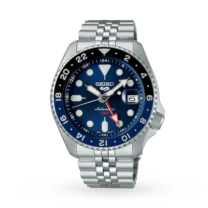 Seiko 5 Sports Heritage Automatic Men’s Watch with Blue Material Dial, Stainless Steel Case & Bracelet, 100m Water Resistant / SSK003K1