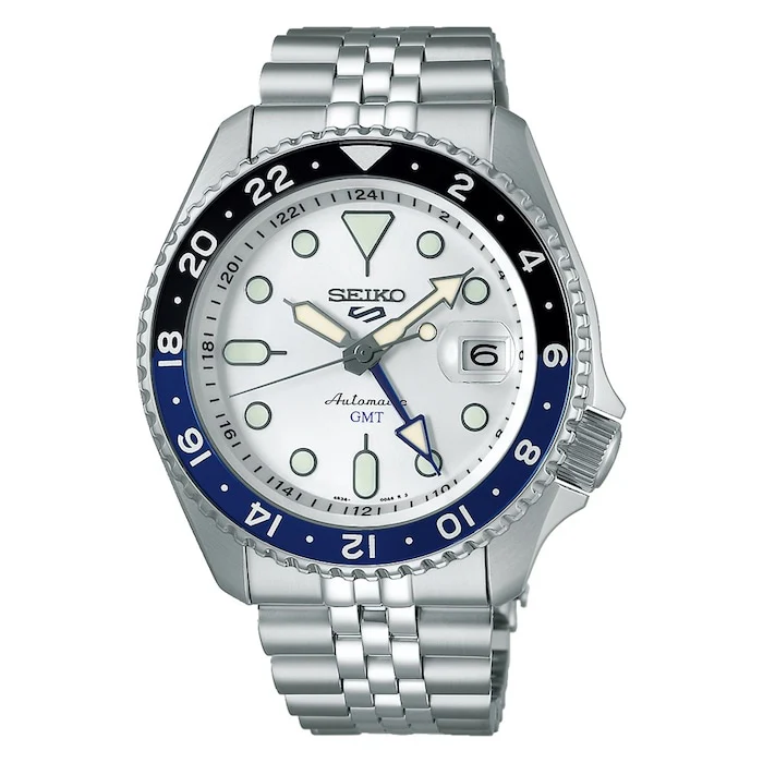 Seiko 5 Sports Heritage Automatic Men’s Watch with White Material Dial, Stainless Steel Case & Bracelet, 100m Water Resistant / SSK033K1