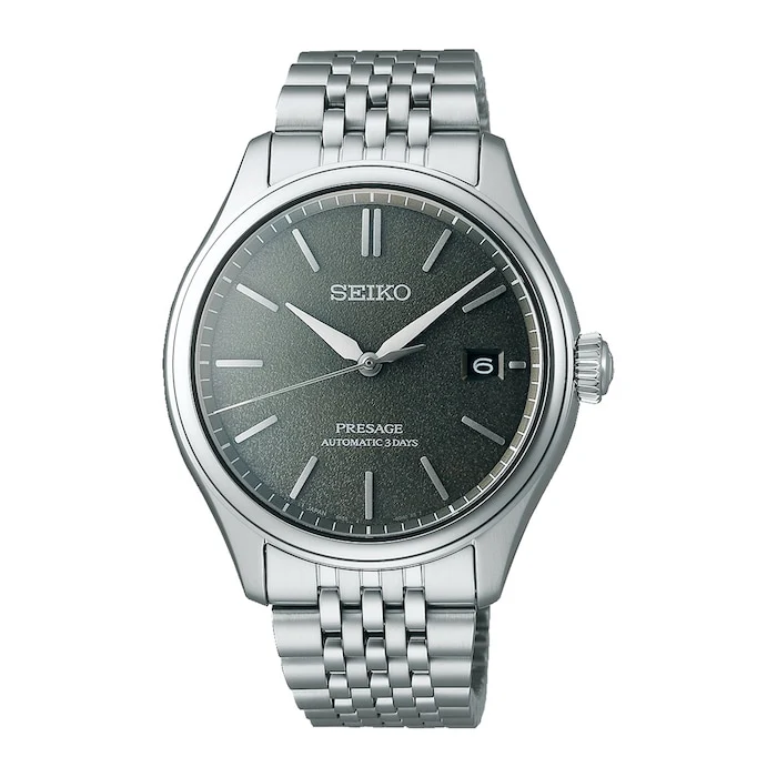 Seiko Presage Elegance Automatic 40mm Men’s Watch with Green Material Dial, Stainless Steel Case & Bracelet, 100m Water Resistant / SPB465J1