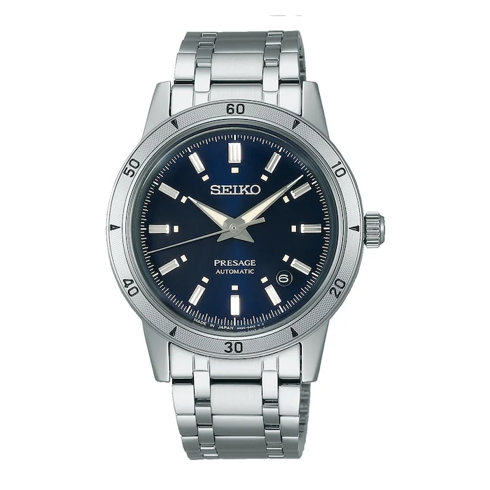 Seiko Presage Elegance Automatic Men’s Watch with Blue Material Dial, Stainless Steel Case & Bracelet, 50m Water Resistant / SRPL07J1